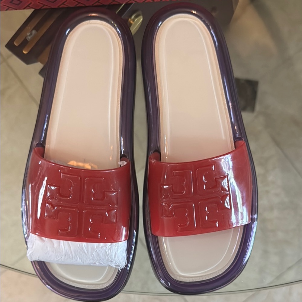 Tory Burch never worn bubble jelly slippers sz 8 - Picture 5 of 9
